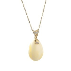 Unikatowa złota zawieszka bursztynowa w kształcie sopla z cyrkoniami